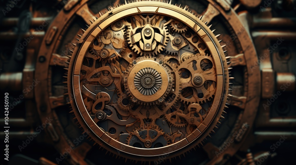 Steampunk style background with gears and cogs forming the shape of an abstract human brain Steampunk style background with gears and cogs forming the shape of an abstract human brain