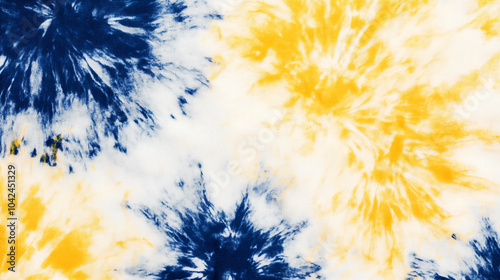 Abstract Tie Dye Pattern in Navy Blue and Yellow Colors