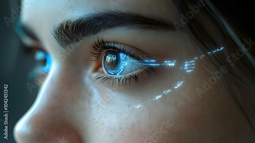 Close-up of a futuristic ey...