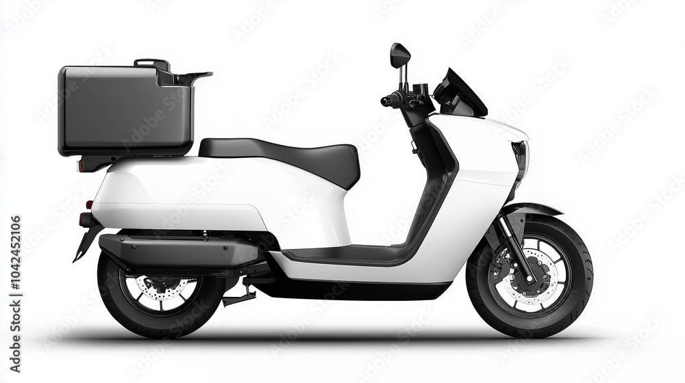 White Modern Delivery Scooter Side View White Modern Delivery Scooter Side View