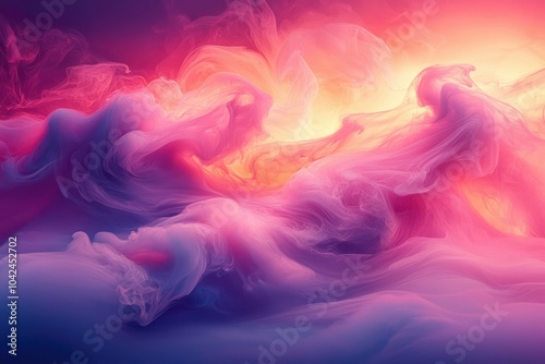 Abstract Swirling Pink and Yellow Smoke