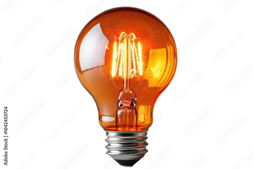 Orange halogen bulb isolated on transparent background, png file, no background png file