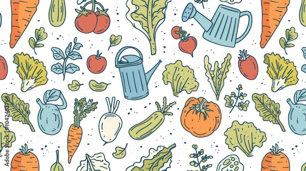 Hand-Drawn Garden Pattern Hand-Drawn Garden Pattern