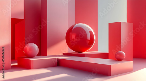 Abstract red geometric shap...