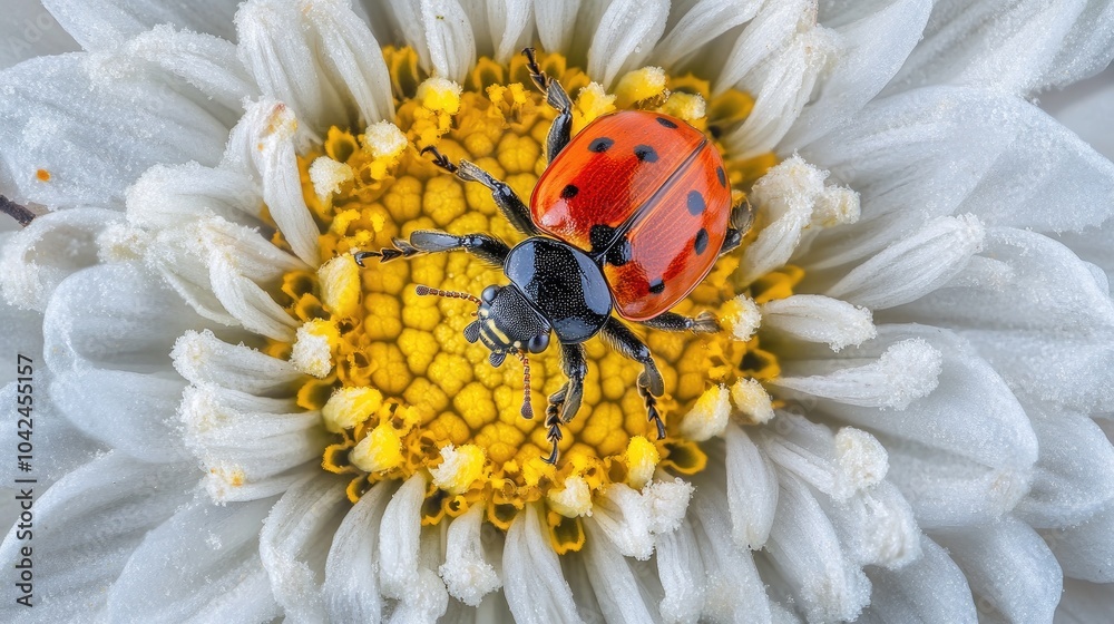 Close-up of Ladybug on a White Flower Close-up of Ladybug on a White Flower