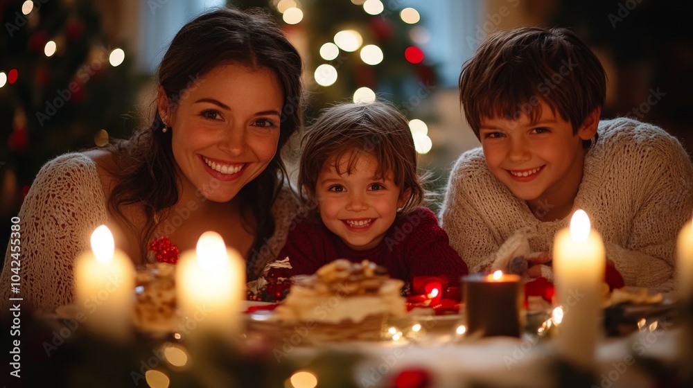 En la Navidad familiar los niños posan sonriente ante las cámaras y en la cena de Navidad bajo las luces del arbolito. En la Navidad familiar los niños posan sonriente ante las cámaras y en la cena de Navidad bajo las luces del arbolito.