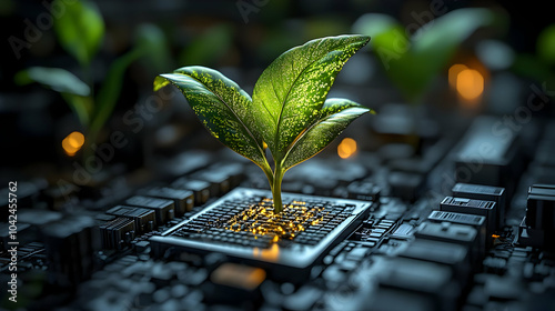 A sprouting plant emerges f...
