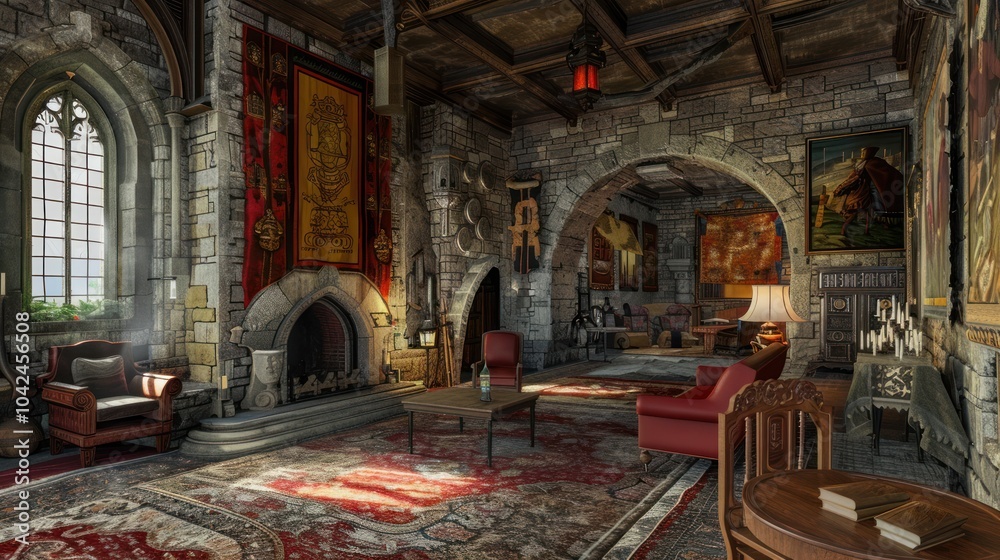 Obraz premium Medieval Castle Room Interior