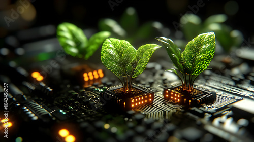 Green plants emerging from ...