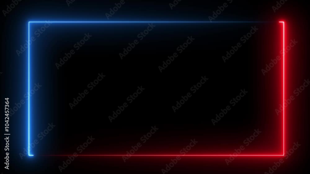 Abstract neon rectangle frame icon animation background 4k