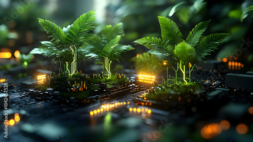 Lush greenery emerging from...