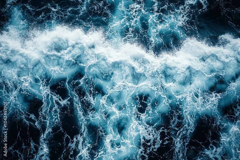 Fototapeta premium An Aerial View of Ocean Waves and Foam
