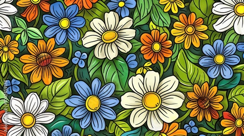 Wallpaper Mural Colorful Floral Pattern Torontodigital.ca