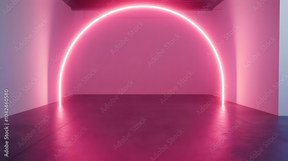Obraz premium Bright Neon Arch on Wall in Modern Space