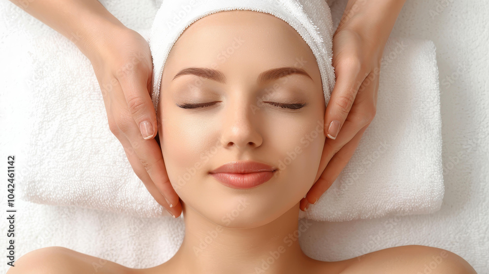 A serene young woman enjoys a rejuvenating face massage at a tranquil beauty spa, embracing relaxation and peace. A serene young woman enjoys a rejuvenating face massage at a tranquil beauty spa, embracing relaxation and peace.