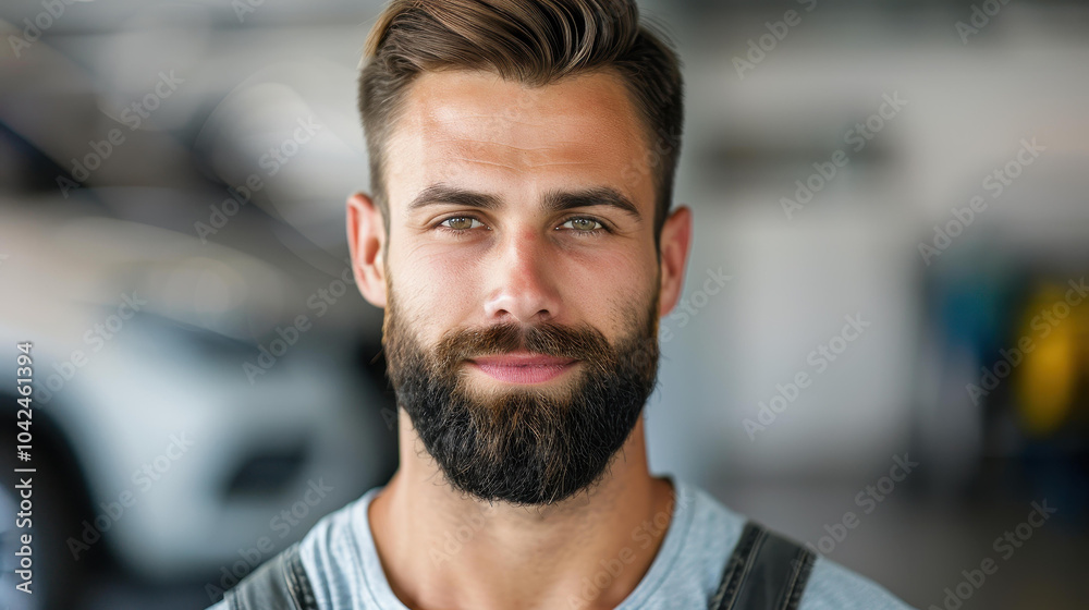 A skilled worker stands proudly by an assembly line, showcasing dedication in the bustling automotive industry. A skilled worker stands proudly by an assembly line, showcasing dedication in the bustling automotive industry.