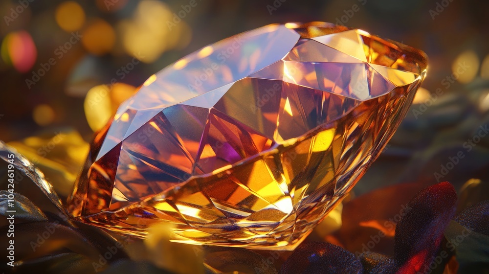 Detailed close-up of a rare gemstone, with its brilliant facets reflecting soft light, highlighting its elegance and worth Detailed close-up of a rare gemstone, with its brilliant facets reflecting soft light, highlighting its elegance and worth