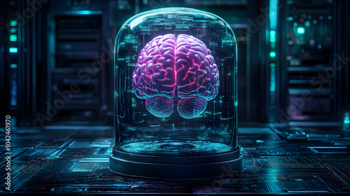 A futuristic brain encased ...