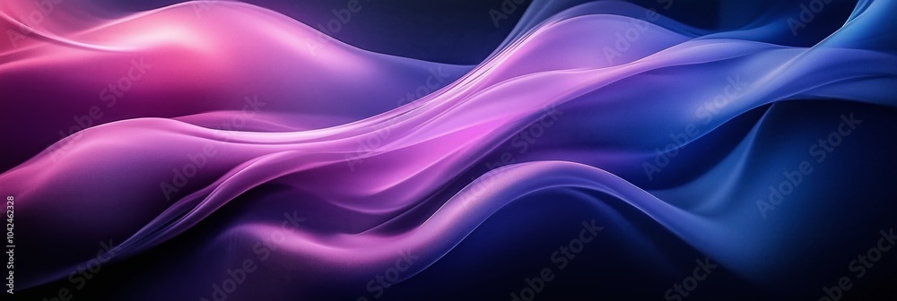 Fototapeta premium 3d render, abstract background with purple and blue colors, elegant curves, glass shapes