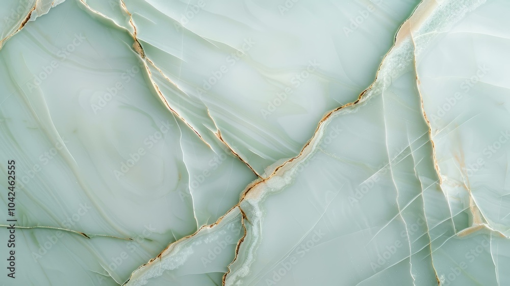 Fototapeta premium Elegant abstract green and white marble stone displaying unique natural textures and subtle cracks for a luxurious backdrop.