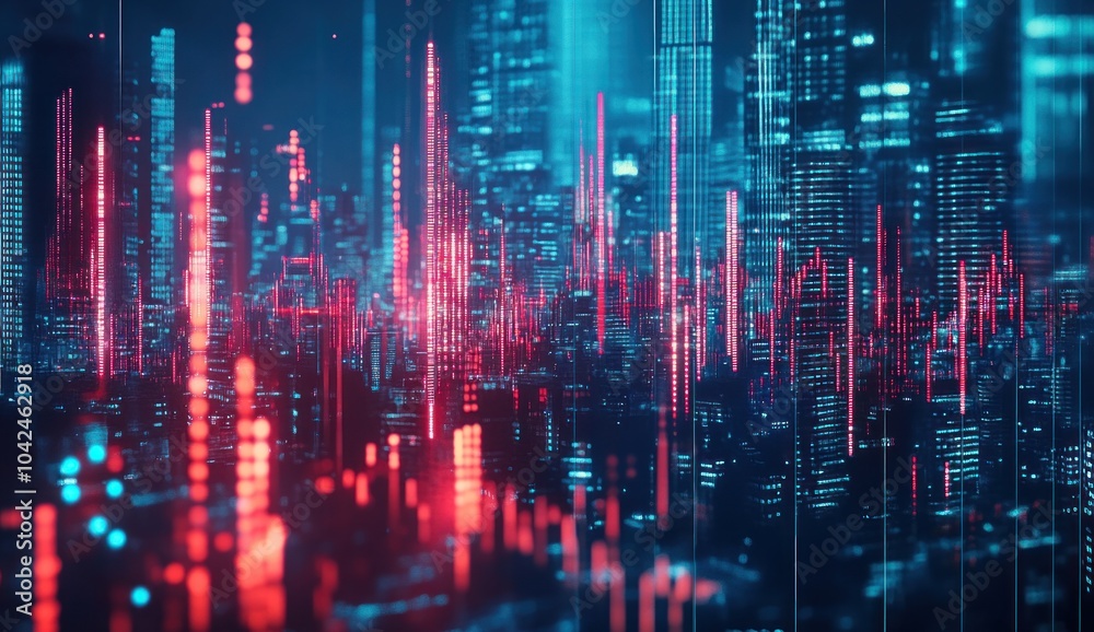 Abstract Cityscape with Digital Glows Abstract Cityscape with Digital Glows