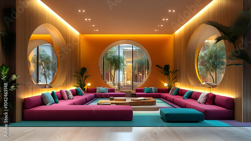 Modern lounge with vibrant ...