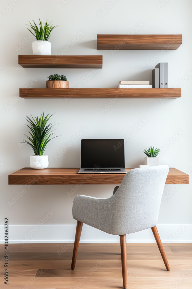 Fototapeta premium Stylish workspace with modern decor a minimalist approach to home office design