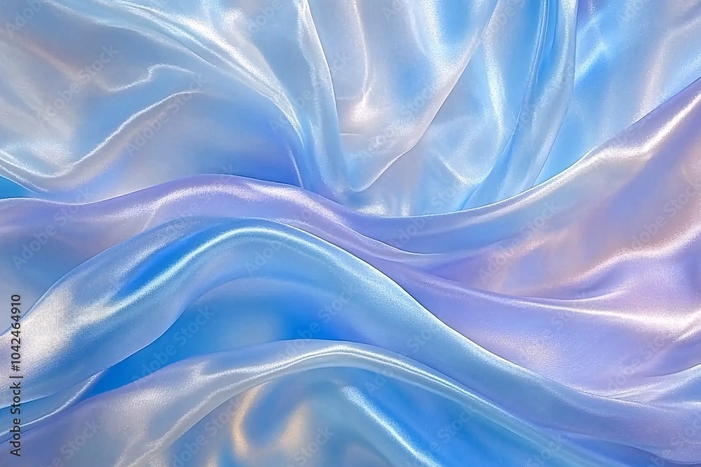 Obraz premium Abstract Blue and White Silk Fabric Drape Background Texture