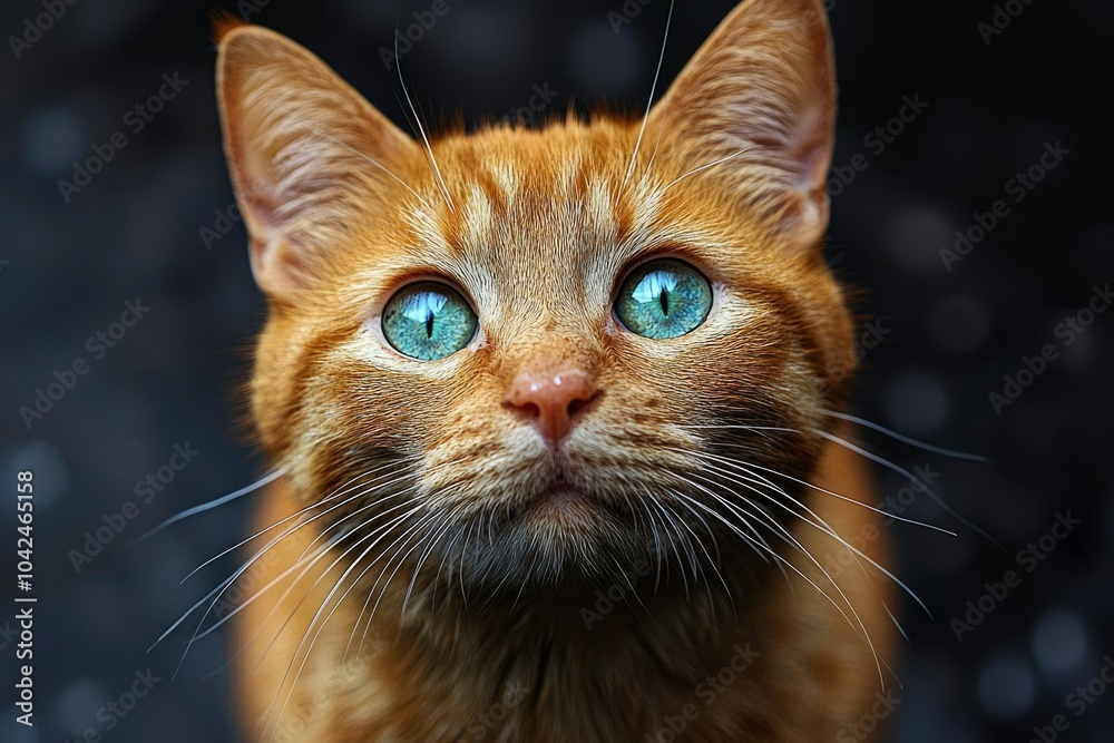 Close-up Portrait of a Ginger Cat with Green Eyes Close-up Portrait of a Ginger Cat with Green Eyes