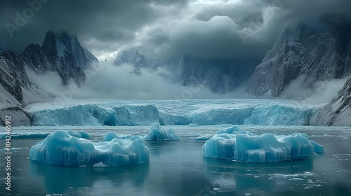 Majestic icy landscape with...