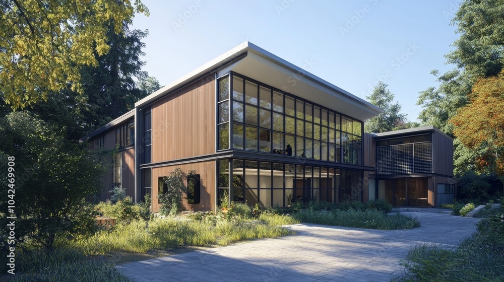 Modern Passive House with Solar Panels and Large Windows Modern Passive House with Solar Panels and Large Windows
