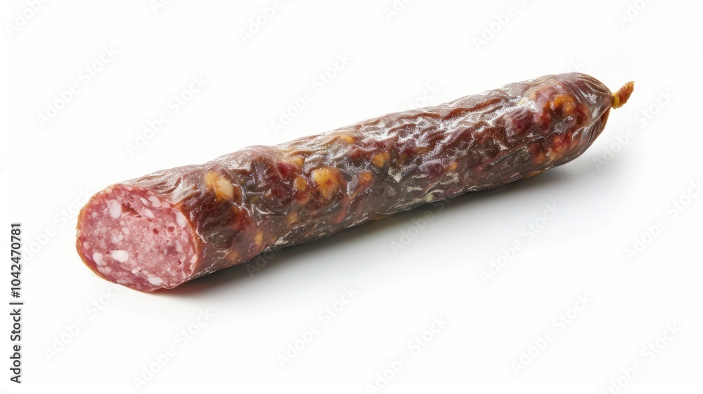 Salami Sausage Isolated on White Background Salami Sausage Isolated on White Background