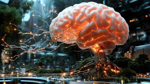 A glowing brain-like struct...