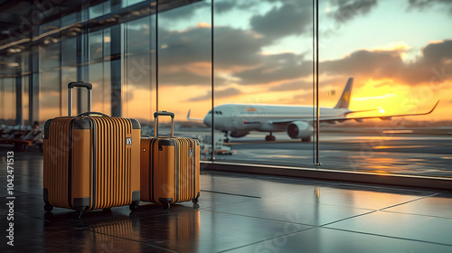 Luggage at an airport with ...