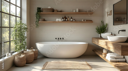 Modern bathroom with a free...