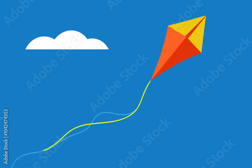 Beautiful kite flying in the sky vector art illustration 