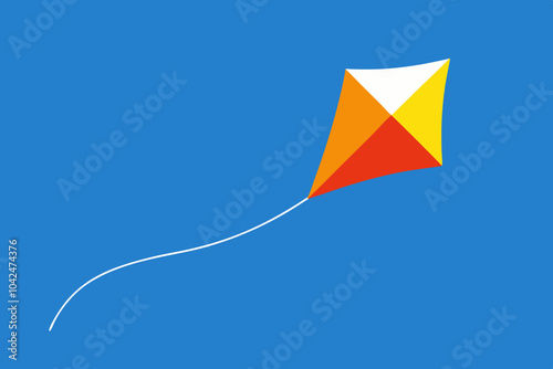 Beautiful kite flying in the sky vector art illustration 