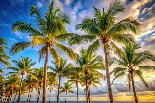 Wallpaper Mural description: Palm trees swaying in the wind aerial view Torontodigital.ca