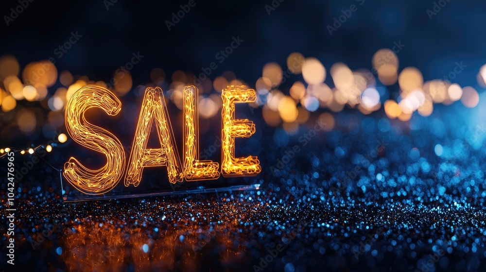 Christmas Background, Glowing SALE sign with bokeh lights on a glittery background, perfect for promotions. Christmas Background, Glowing SALE sign with bokeh lights on a glittery background, perfect for promotions.