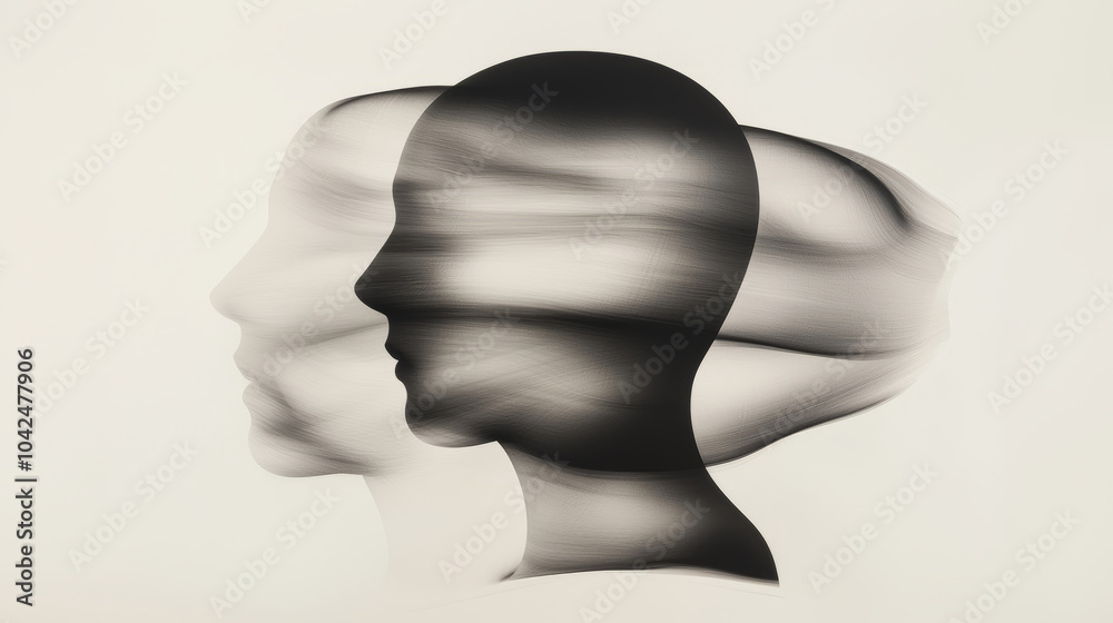 Abstract dual silhouette art for modern decor and design concepts Abstract dual silhouette art for modern decor and design concepts