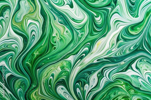 Abstract Green Liquid Art Design with Wavy Patterns and Marbled Texture for Modern Wallpaper Aesthetic