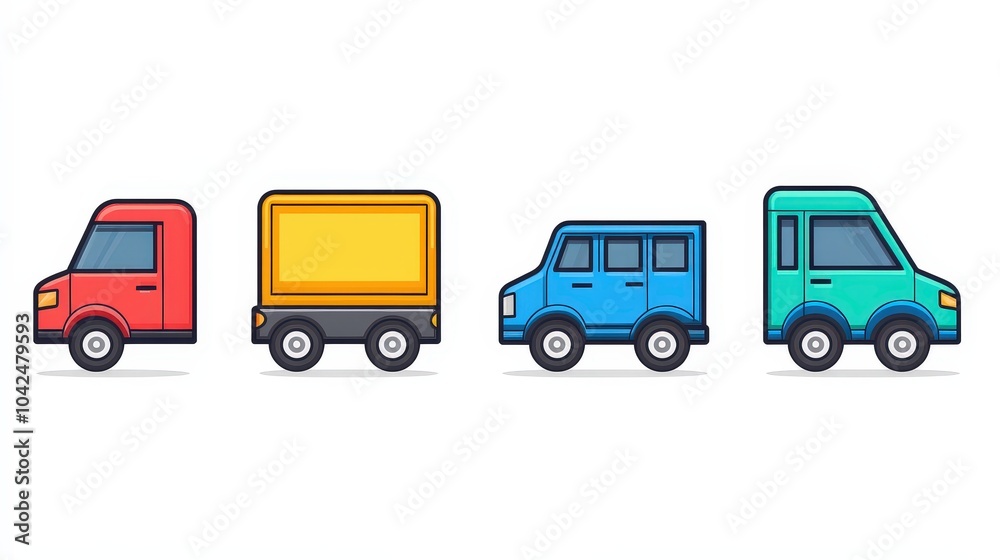 Various Delivery Vehicles in Flat Design Style Various Delivery Vehicles in Flat Design Style
