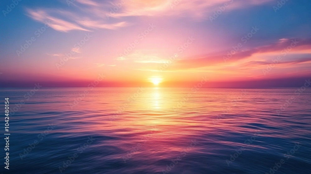 Serene Sunset Over Calm Ocean Waters Serene Sunset Over Calm Ocean Waters