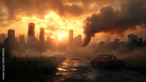 A post-apocalyptic cityscap...