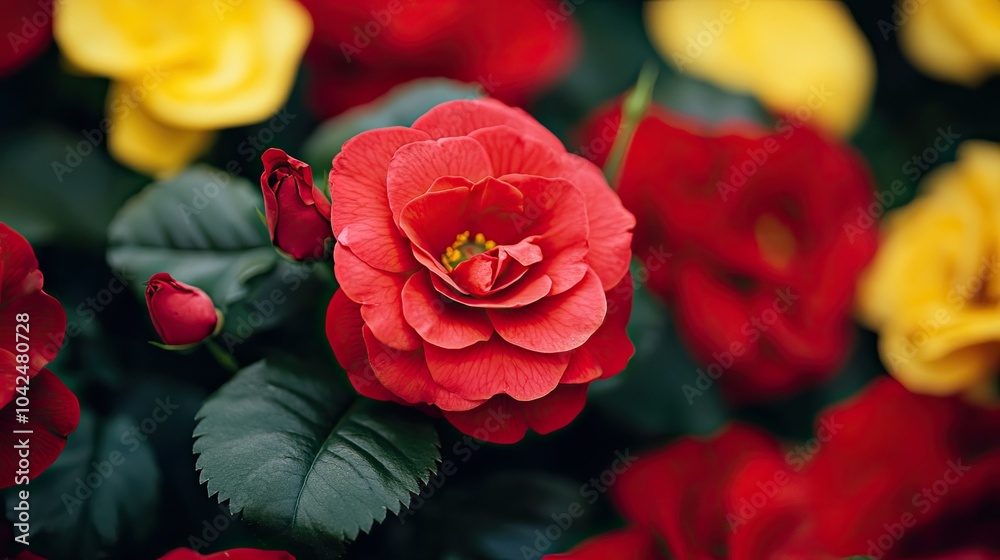 Vibrant Red and Yellow Roses in Bloom Vibrant Red and Yellow Roses in Bloom