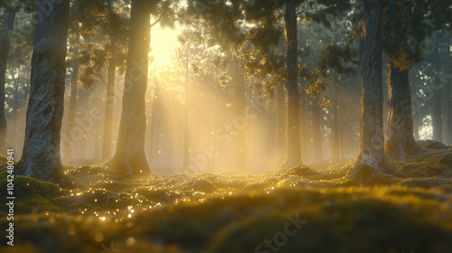 Mystical Forest Sunbeams