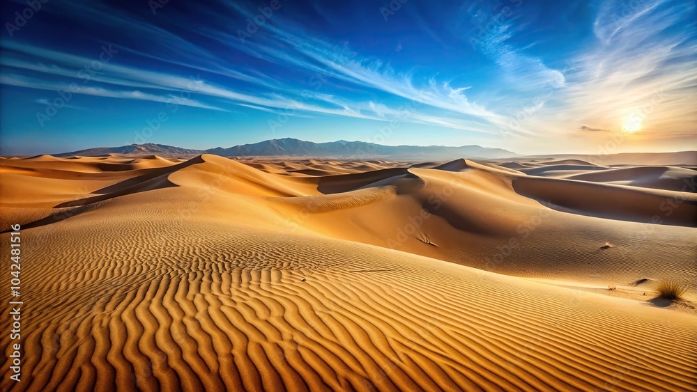 Naklejka premium desert landscape with sand dunes and blue sky