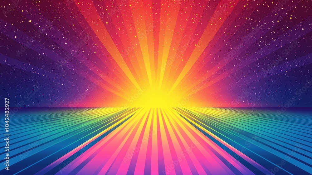 Fototapeta premium Vibrant Sunrise with Colorful Rays Over the Horizon