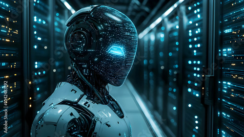 Futuristic robot in a high-...