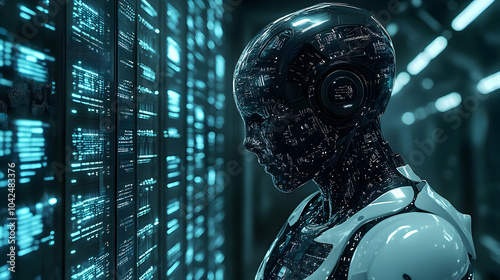 A futuristic humanoid robot...